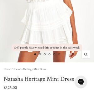 White, brand new with tags, LoveShackFancy Natasha Heritage Mini Dress, size P